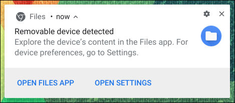 chromebook usb drive detected message