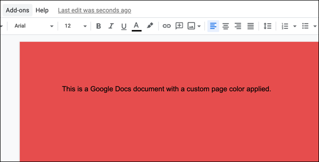An example Google Docs document with custom page color applied