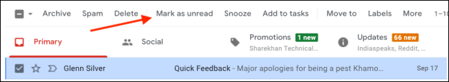 Select Emails and Click Mark As Unread