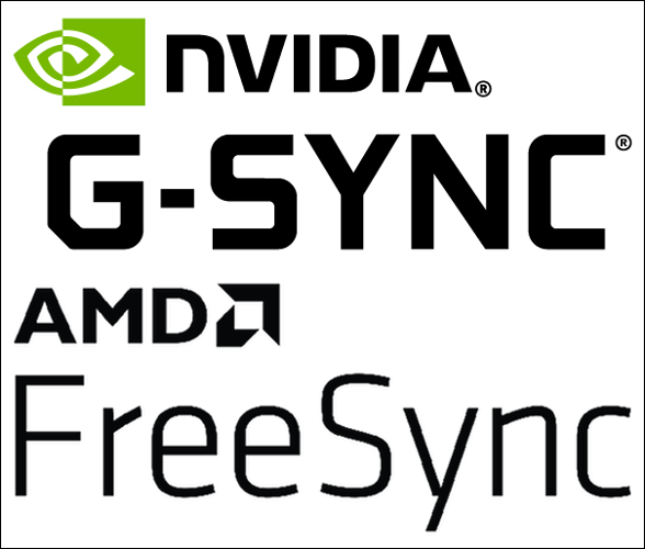 The Nvidia G-Sync and AMD FreeSync logos.