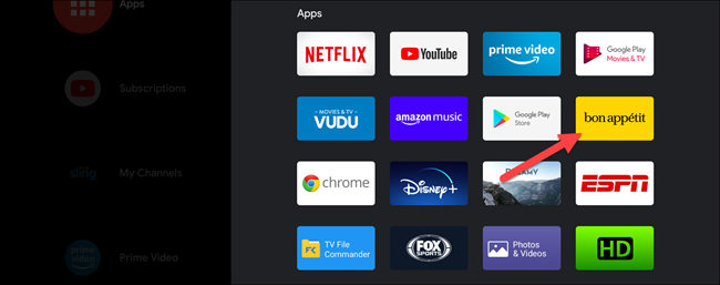 android tv select app