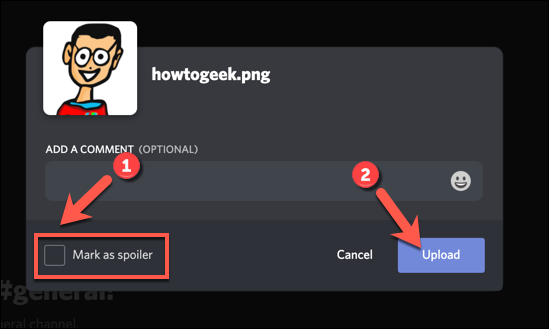 Select the "Mark as Spoiler" checkbox, and then click "Upload."