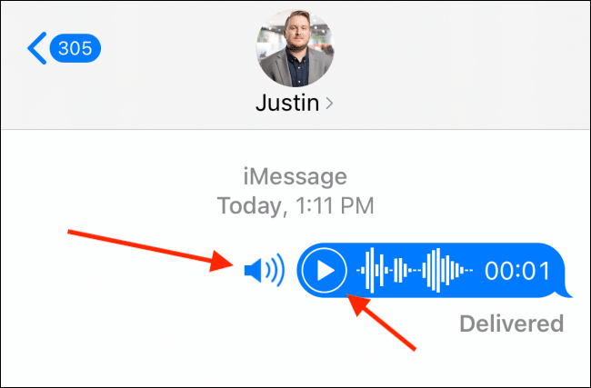 Press Play or Volume button to hear the voice message