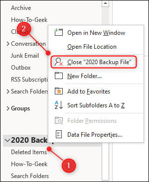 The "Close data file" menu option.