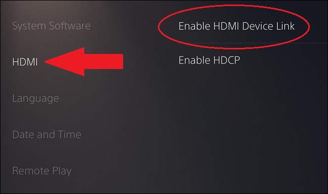 where to find ps5 hdmi link settings
