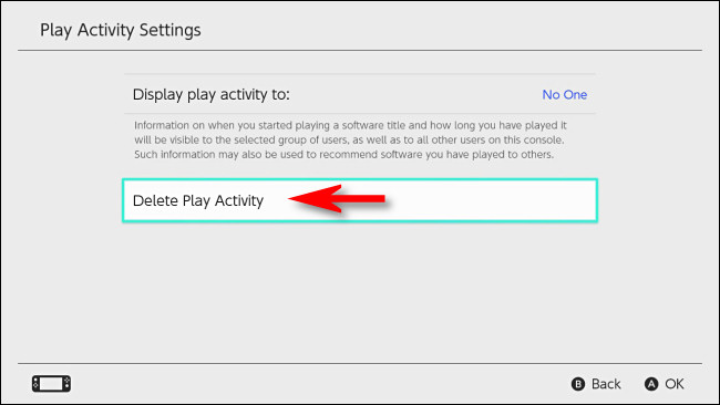 In Switch user settings, select "Delete Play Activity."