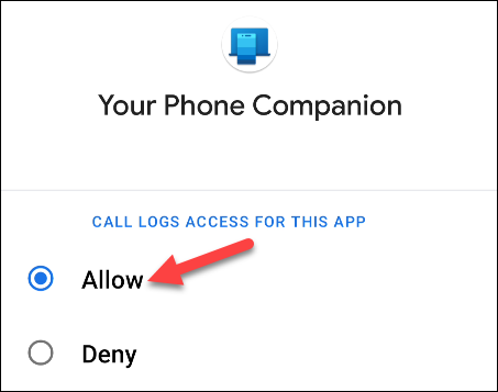 allow call log access