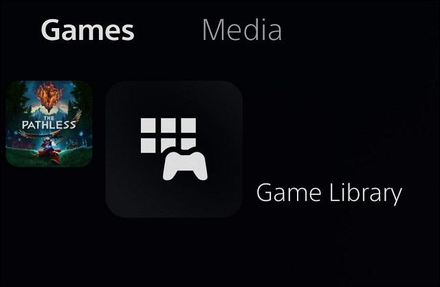 ps5 game library is located on the far right side of the menu