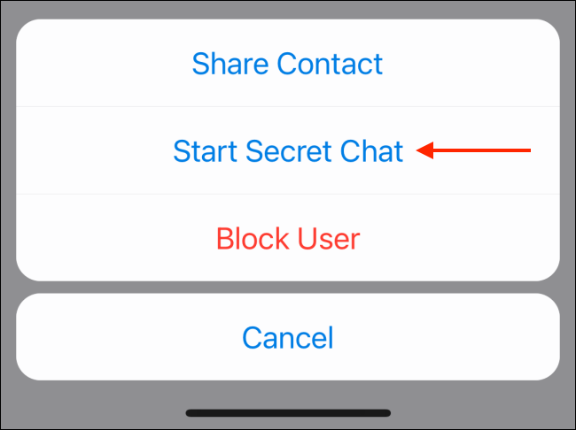 select the "Start Secret Chat" option