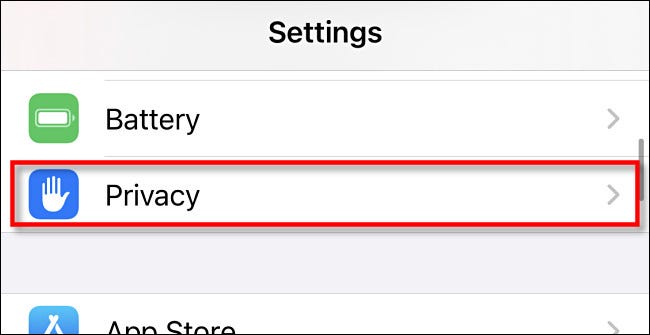 In iPhone Settings, tap "Privacy."