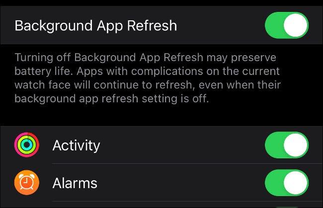 Disable Background App Refresh on Apple Watch