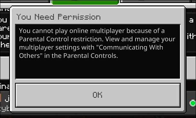 The effects of the parental control "Restrict Communicating with Others" on Minecraft on the Switch