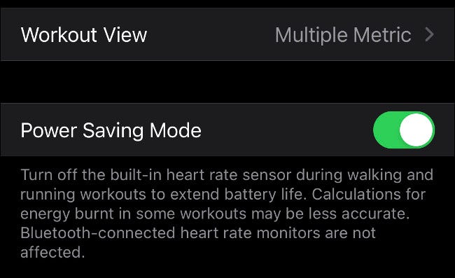 Apple Watch Power Saving Mode for Workouts