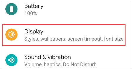 open the display settings