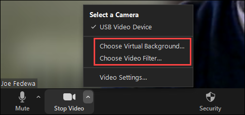 select one of the video effect options