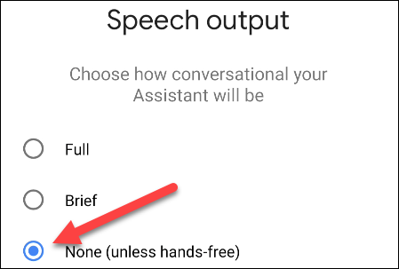 select None for speech output